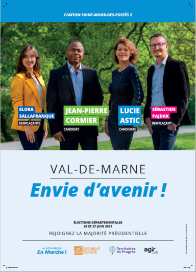 affiche pour la campagne des cantonales Val de Marne Envie d'avenir